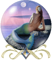 Mermaid looking out at moonlit sea
